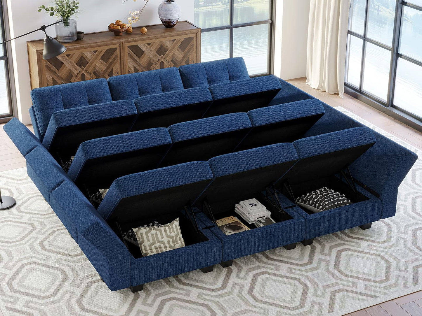 Modular Sofa Bed Set Sectional Oversized Couch Storage Seats EK HOME FURNITURE