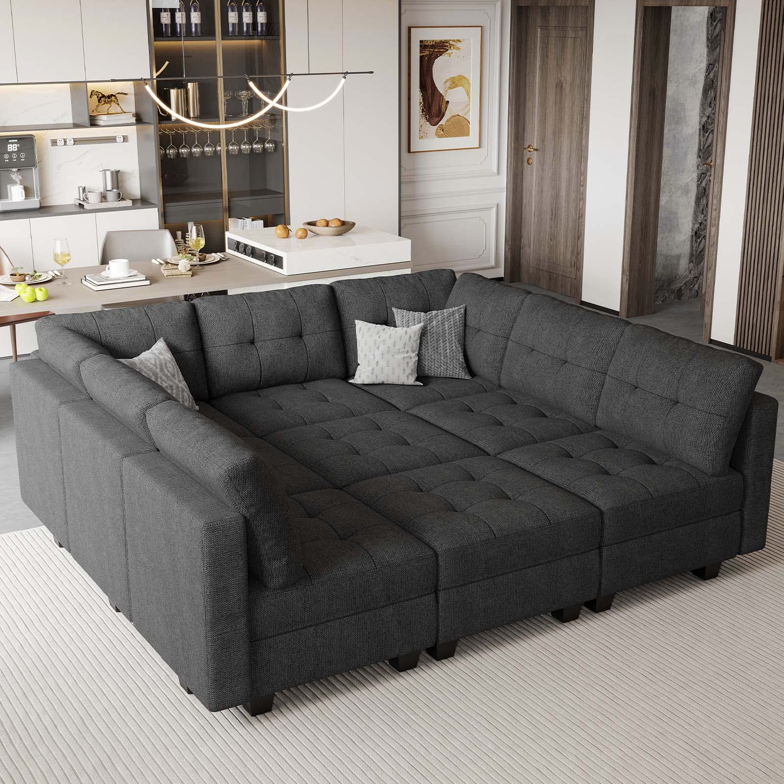 Modular Sofa Bed Set Sectional Oversized Couch Storage Seats EK HOME FURNITURE