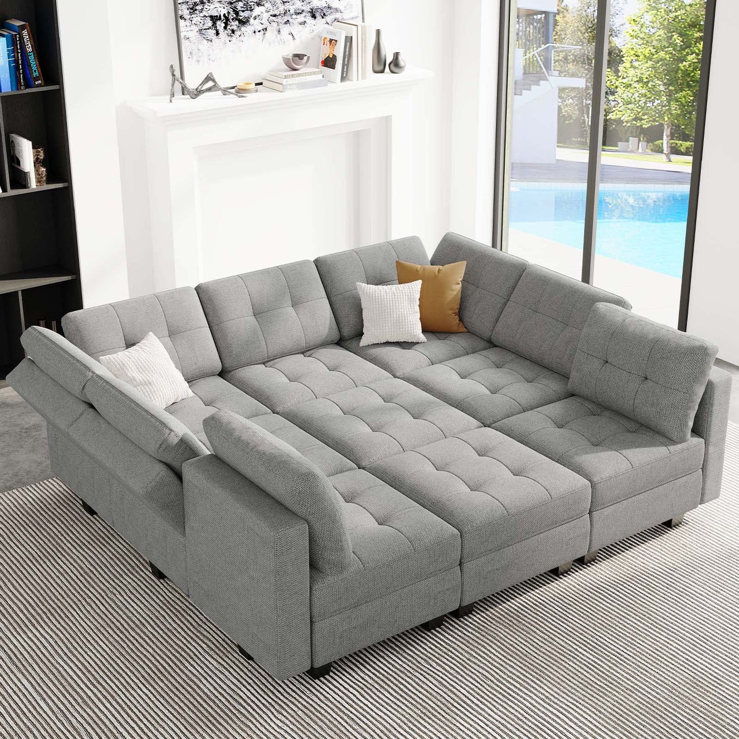 Modular Sofa Bed Set Sectional Oversized Couch Storage Seats EK HOME FURNITURE