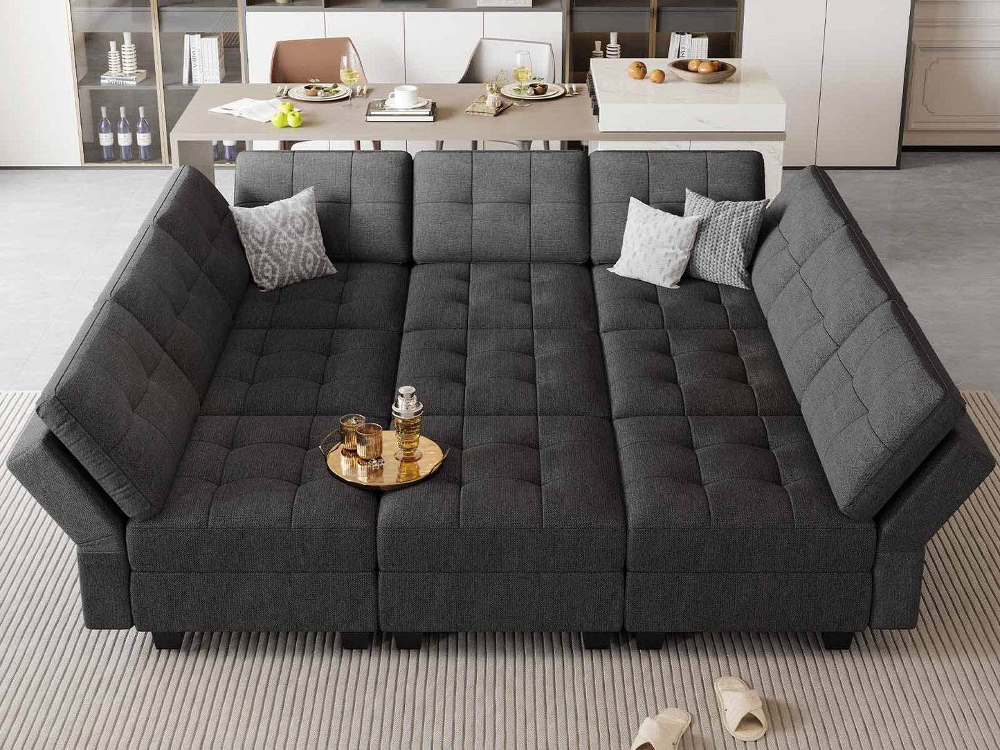 Modular Sofa Bed Set Sectional Oversized Couch Storage Seats EK HOME FURNITURE