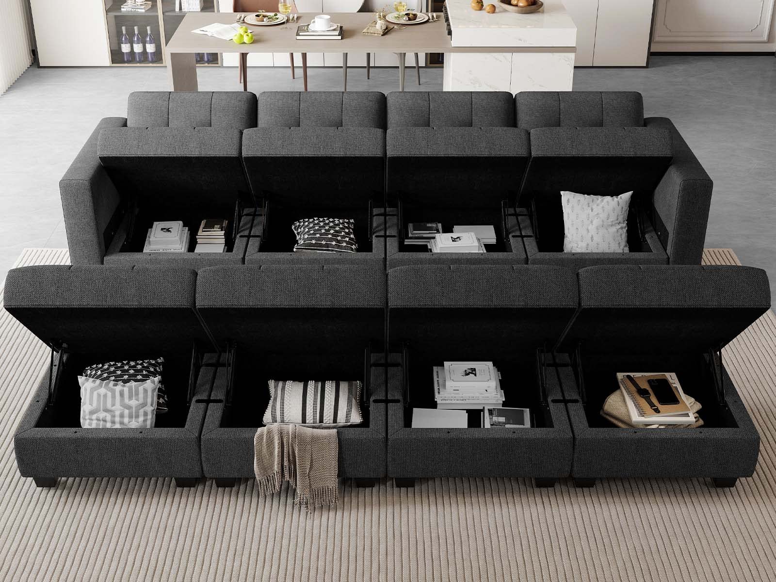 Modular Sofa Bed Set Sectional Oversized Couch Storage Seats EK HOME FURNITURE