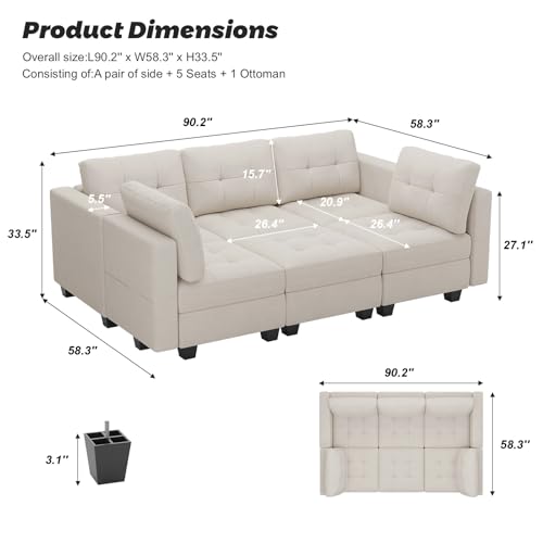 Modular Sofa Bed Set Sectional Oversized Couch Storage Seats EK HOME FURNITURE