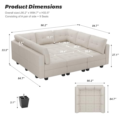 Modular Sofa Bed Set Sectional Oversized Couch Storage Seats EK HOME FURNITURE