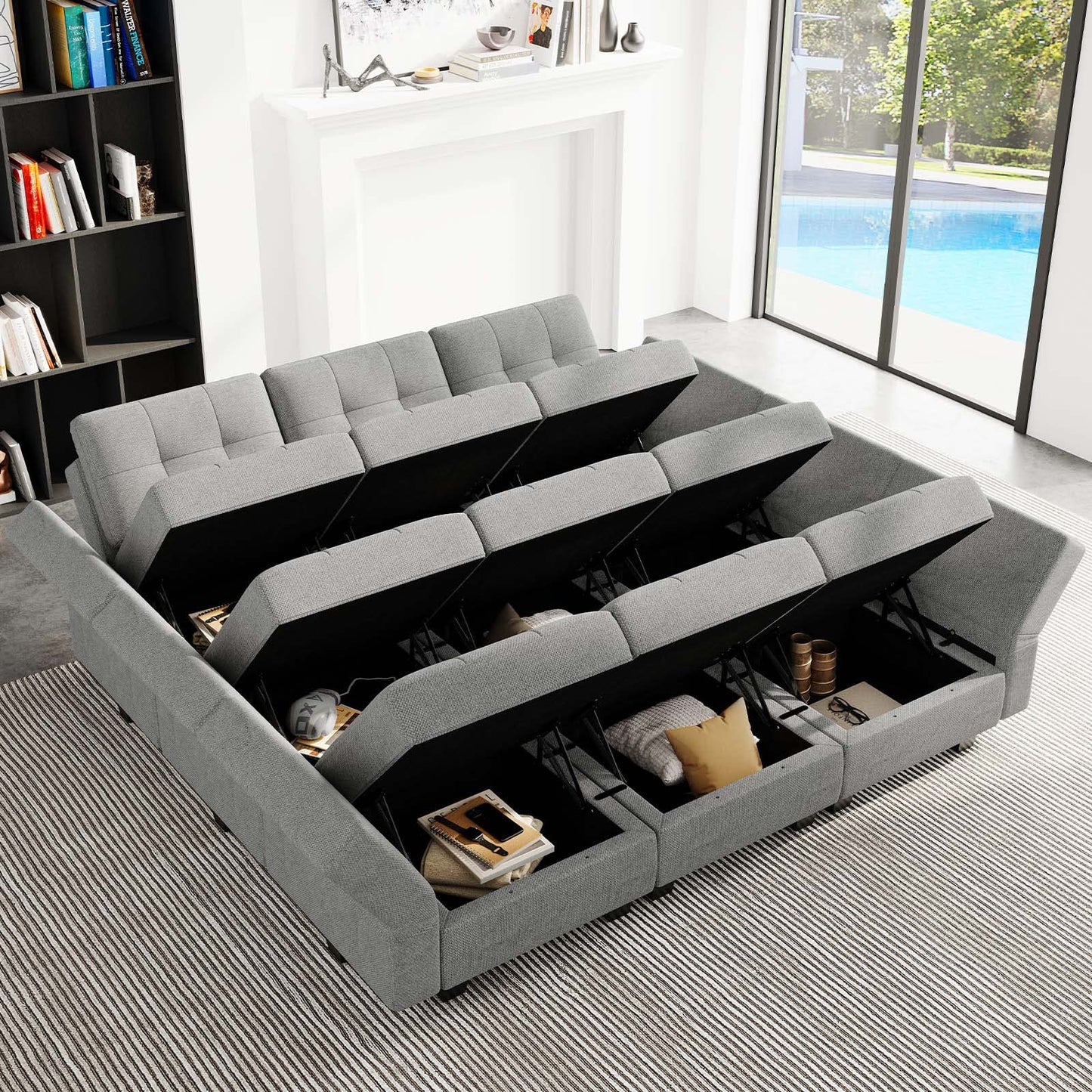 Modular Sofa Bed Set Sectional Oversized Couch Storage Seats EK HOME FURNITURE