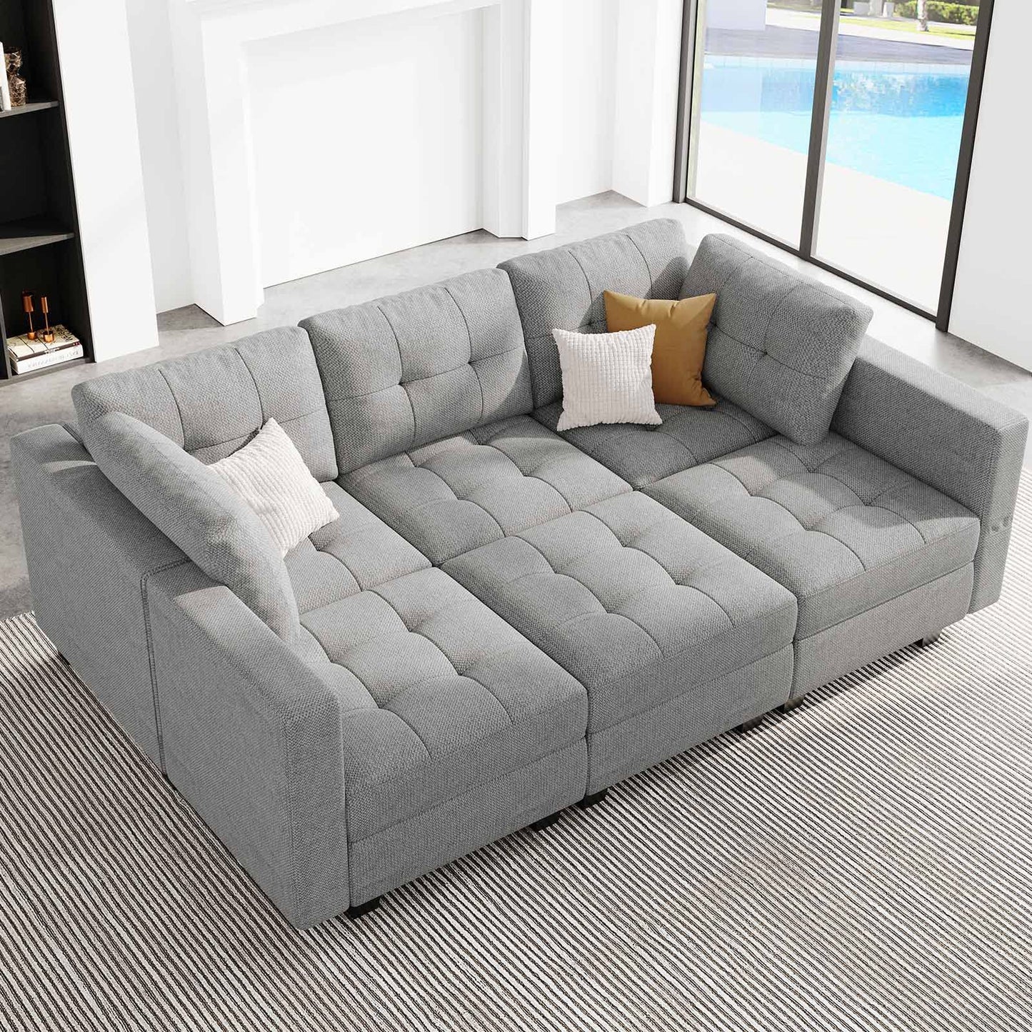 Modular Sofa Bed Set Sectional Oversized Couch Storage Seats EK HOME FURNITURE