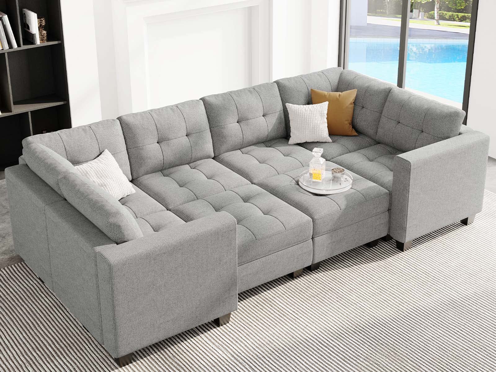 Modular Sofa Bed Set Sectional Oversized Couch Storage Seats EK HOME FURNITURE