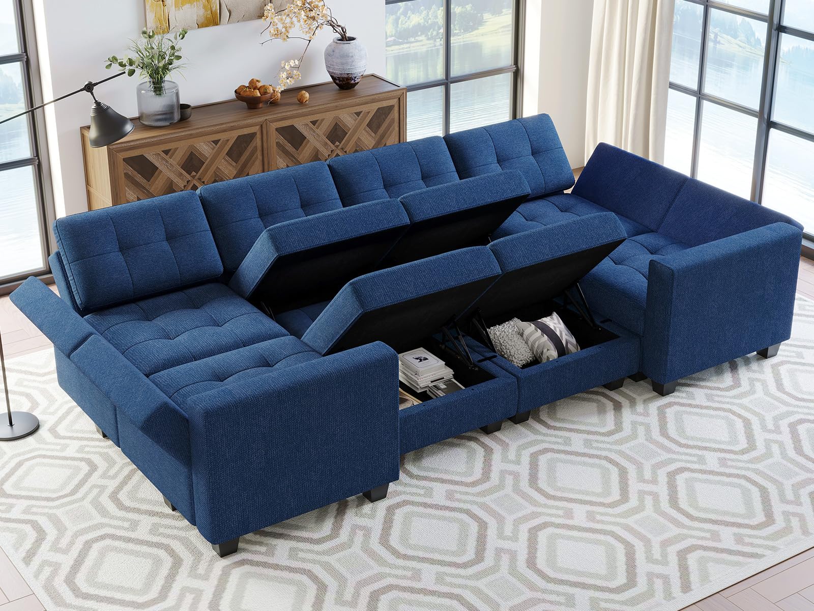 Modular Sofa Bed Set Sectional Oversized Couch Storage Seats EK HOME FURNITURE