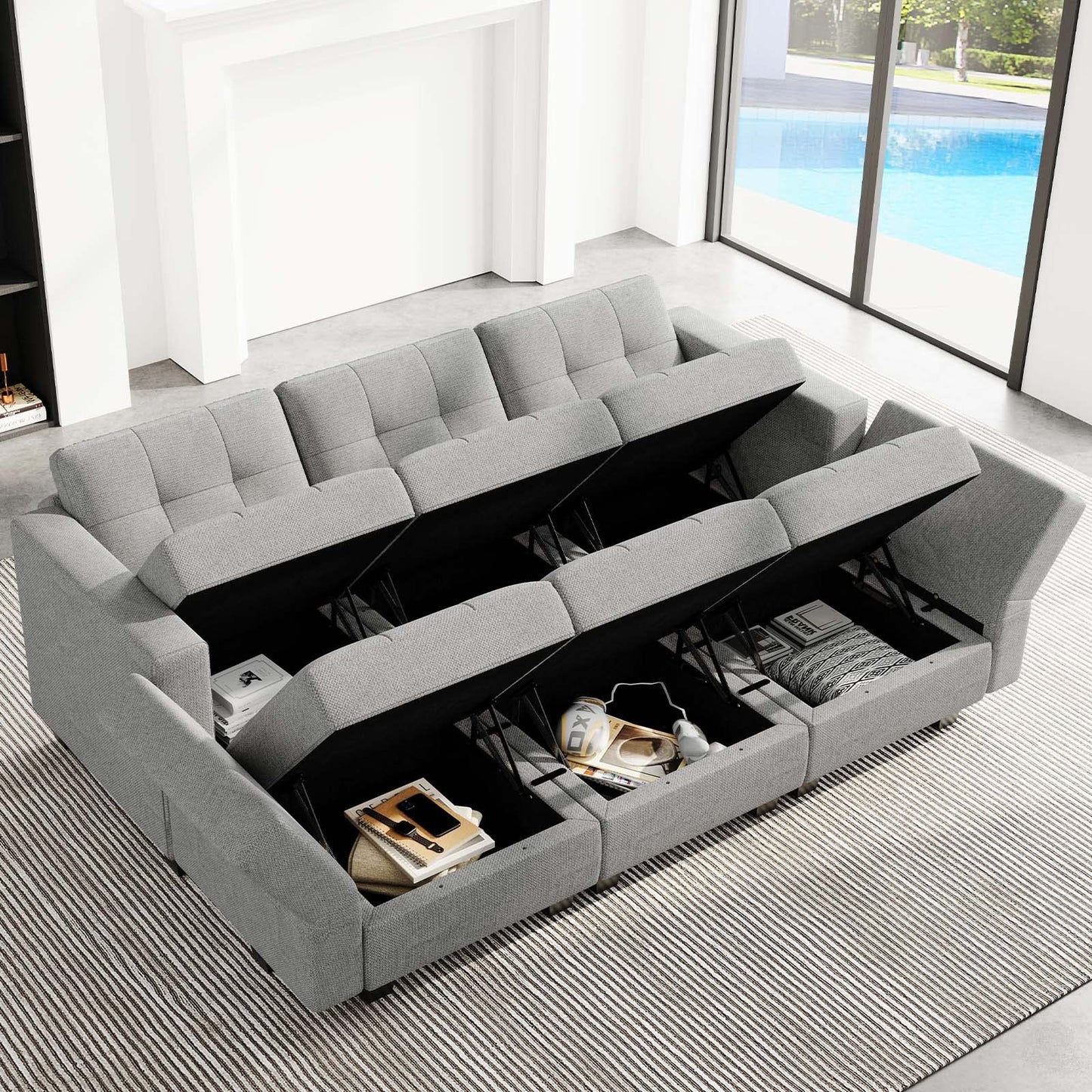 Modular Sofa Bed Set Sectional Oversized Couch Storage Seats EK HOME FURNITURE