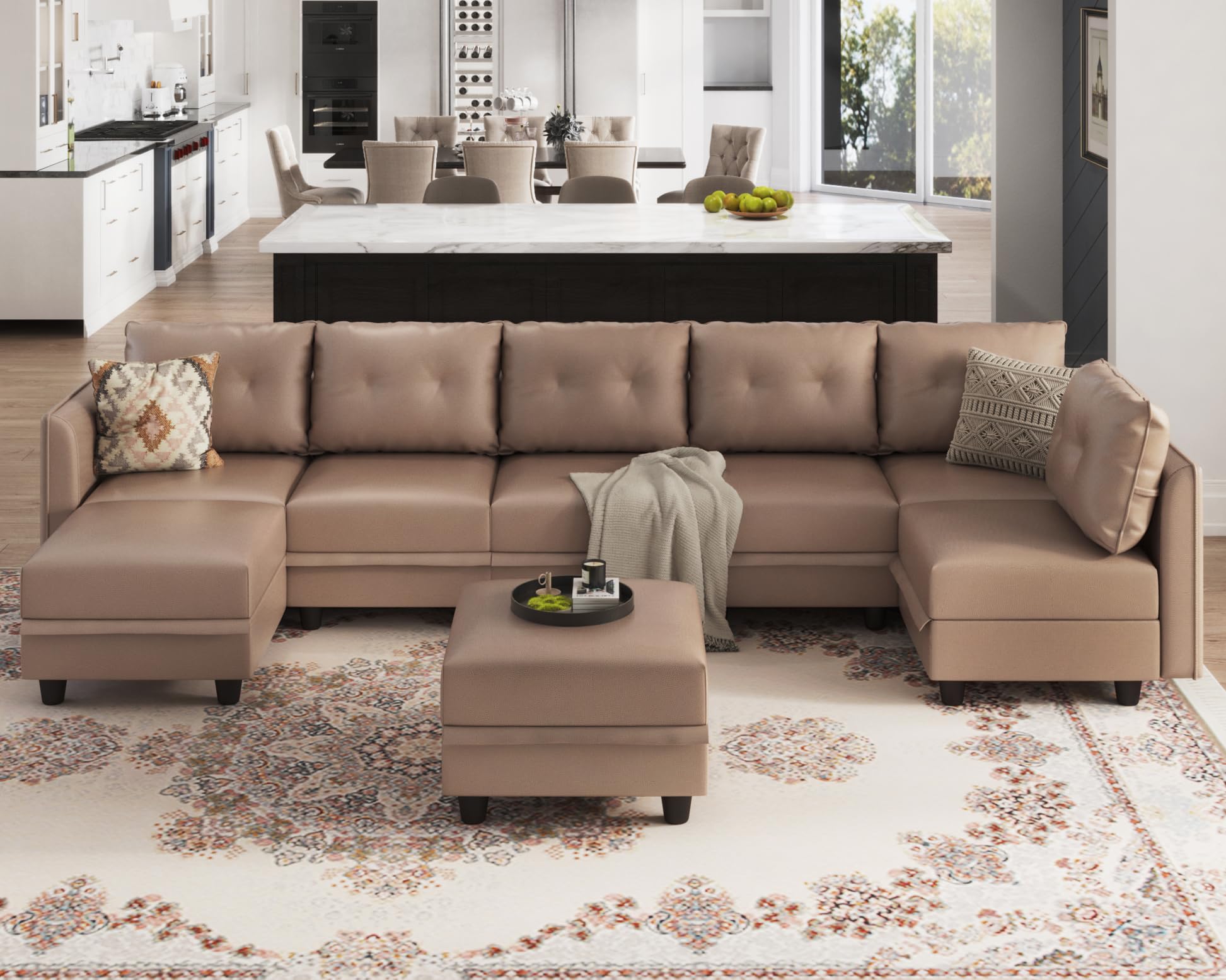 Oversized Modular Sofa Sectional Couch with Storage, Large 14 Seater U Shaped Sofa with Chaise EK HOME FURNITURE