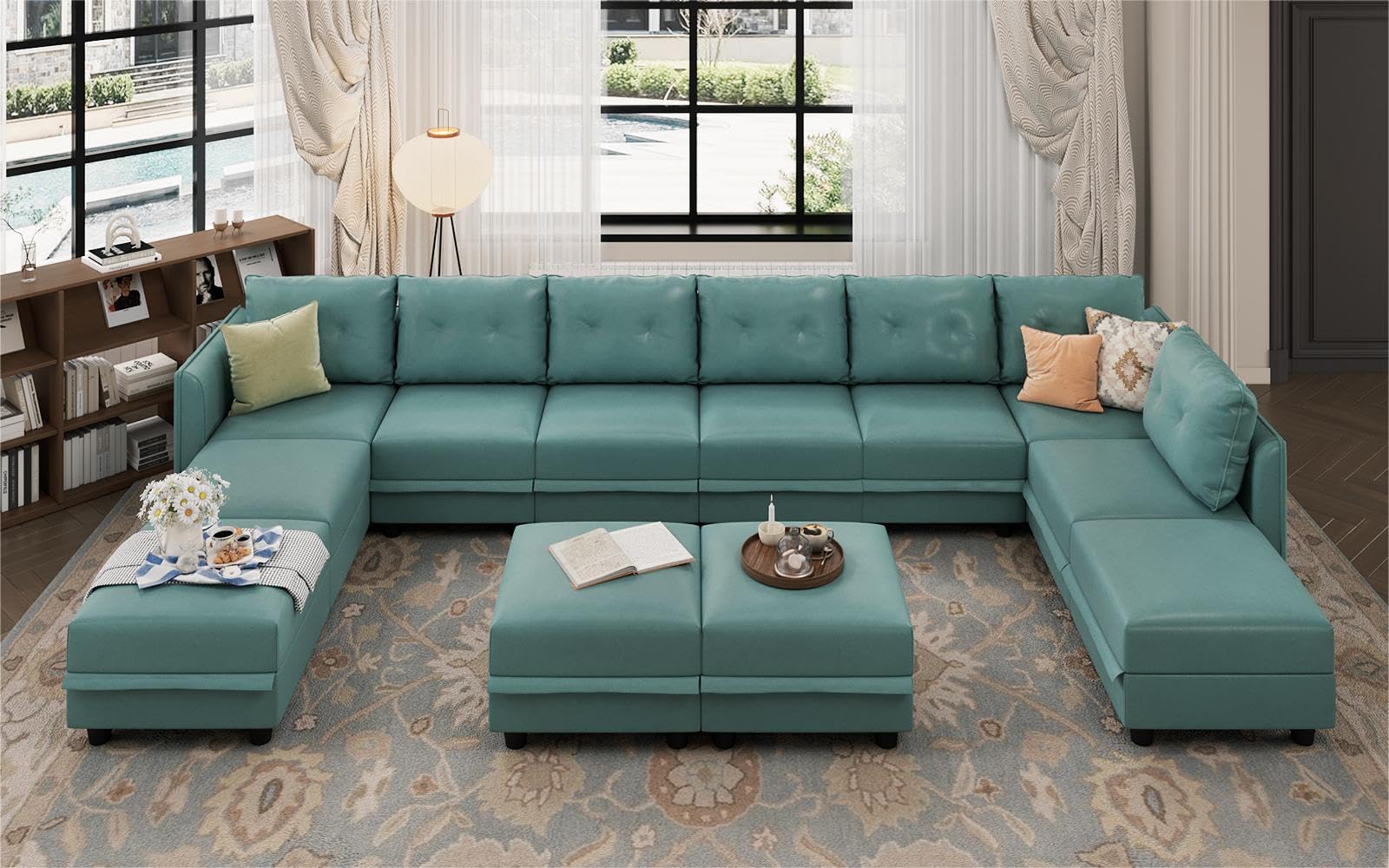 Oversized Modular Sofa Sectional Couch with Storage, Large 14 Seater U Shaped Sofa with Chaise EK HOME FURNITURE