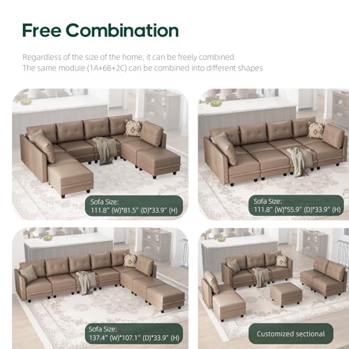 Oversized Modular Sofa Sectional Couch with Storage, Large 14 Seater U Shaped Sofa with Chaise EK HOME FURNITURE