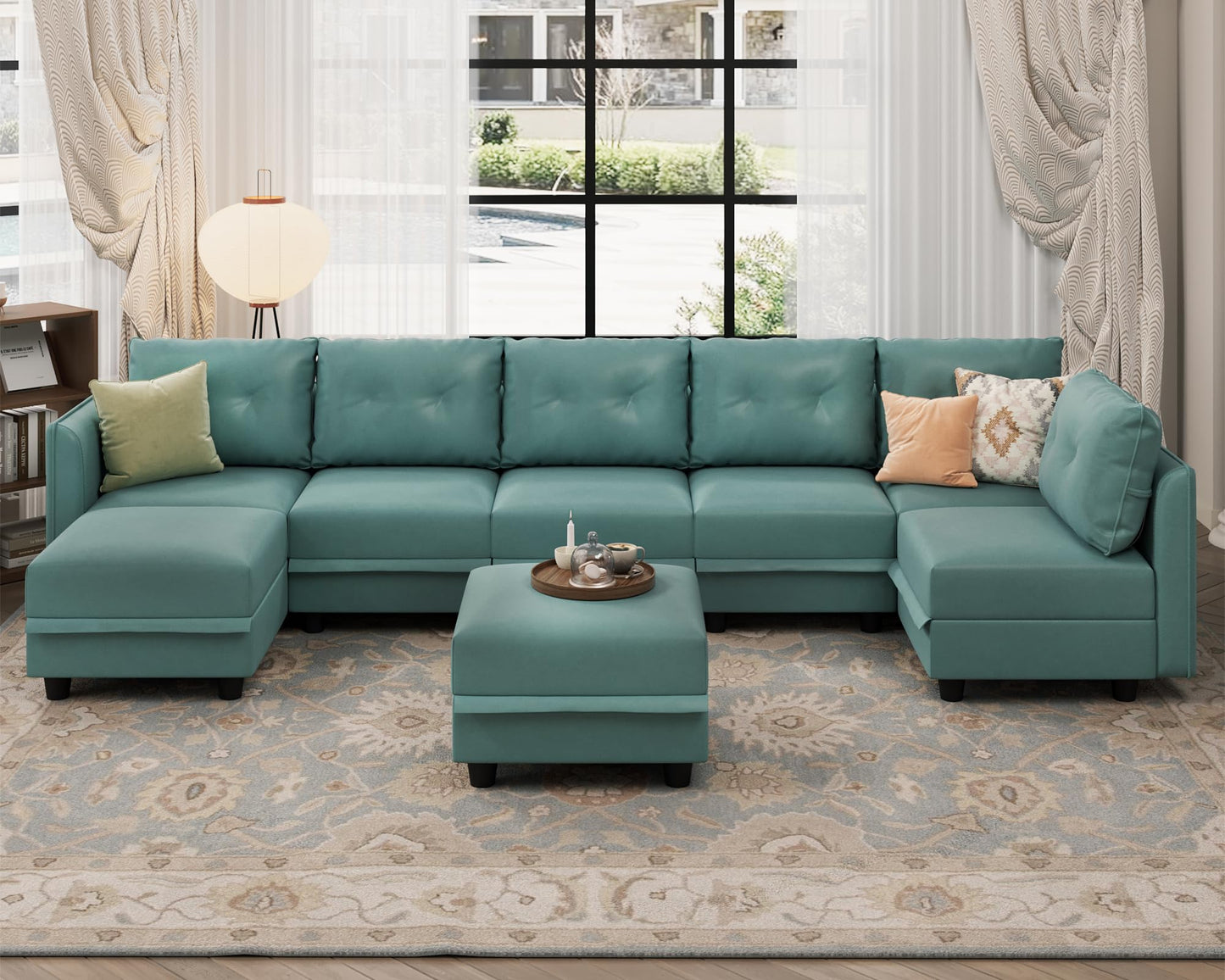 Oversized Modular Sofa Sectional Couch with Storage, Large 14 Seater U Shaped Sofa with Chaise EK HOME FURNITURE