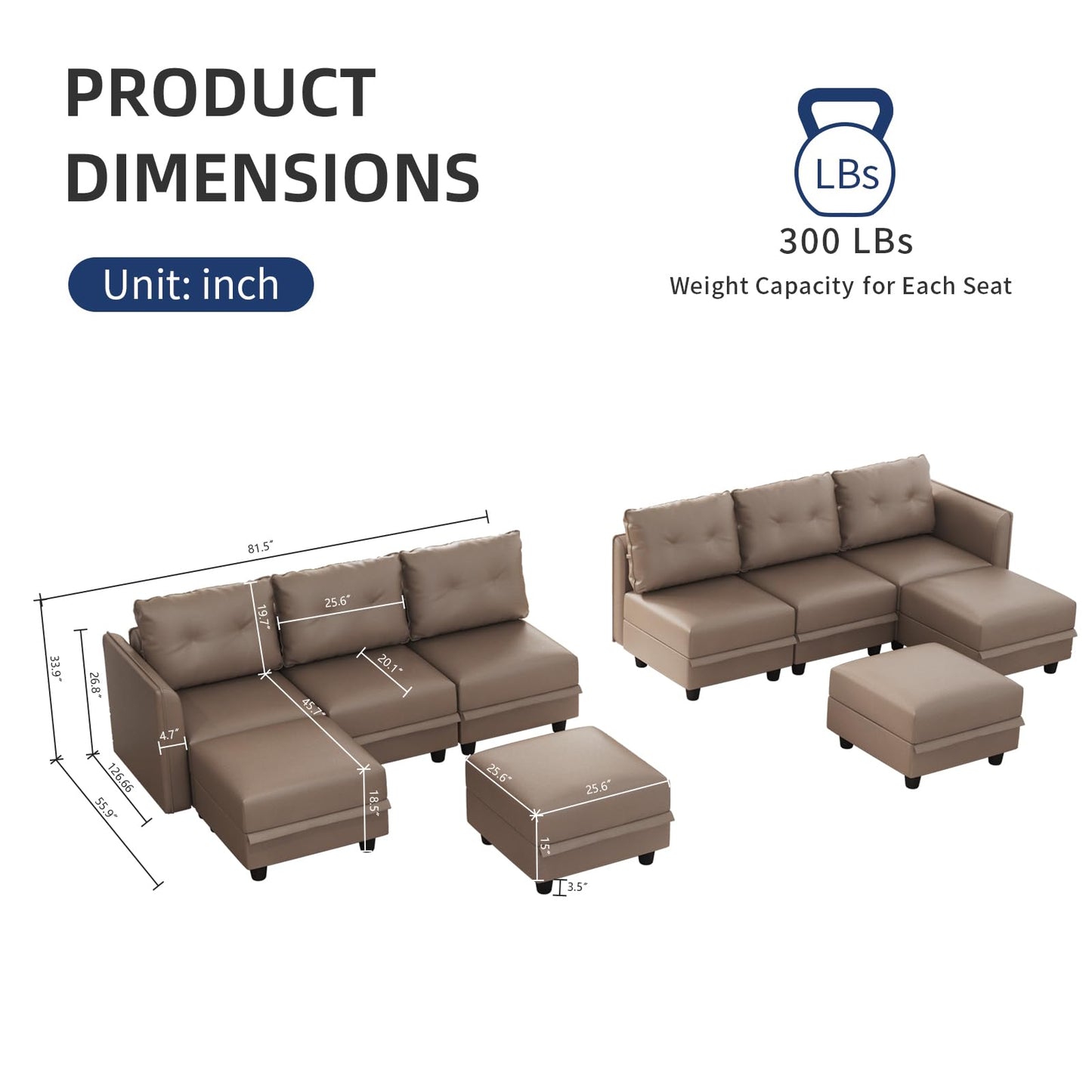 Oversized Modular Sofa Sectional Couch with Storage, Large 14 Seater U Shaped Sofa with Chaise EK HOME FURNITURE