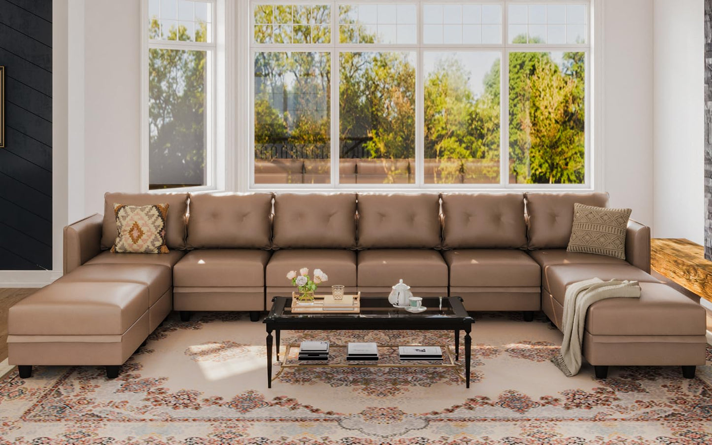 Oversized Modular Sofa Sectional Couch with Storage, Large 14 Seater U Shaped Sofa with Chaise EK HOME FURNITURE