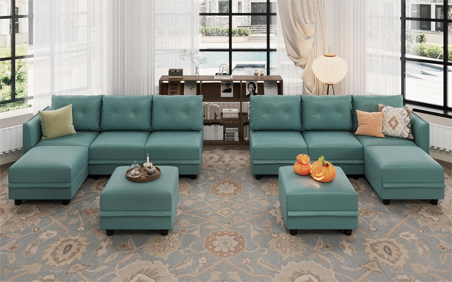 Oversized Modular Sofa Sectional Couch with Storage, Large 14 Seater U Shaped Sofa with Chaise EK HOME FURNITURE