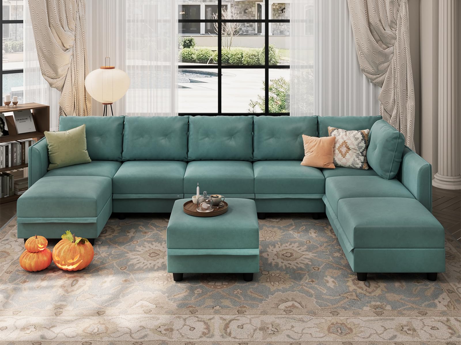 Oversized Modular Sofa Sectional Couch with Storage, Large 14 Seater U Shaped Sofa with Chaise EK HOME FURNITURE