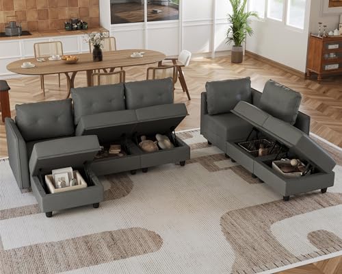 Oversized Modular Sofa Sectional Couch with Storage, Large 14 Seater U Shaped Sofa with Chaise EK HOME FURNITURE