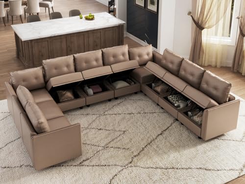 Oversized Modular Sofa Sectional Couch with Storage, Large 14 Seater U Shaped Sofa with Chaise EK HOME FURNITURE