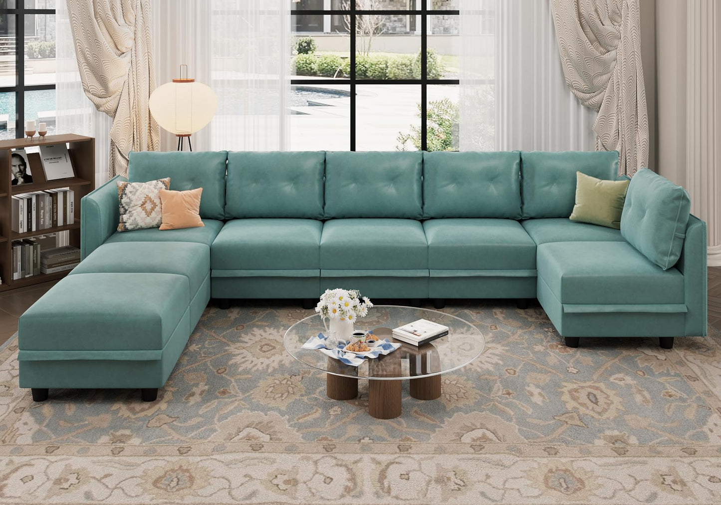 Oversized Modular Sofa Sectional Couch with Storage, Large 14 Seater U Shaped Sofa with Chaise EK HOME FURNITURE