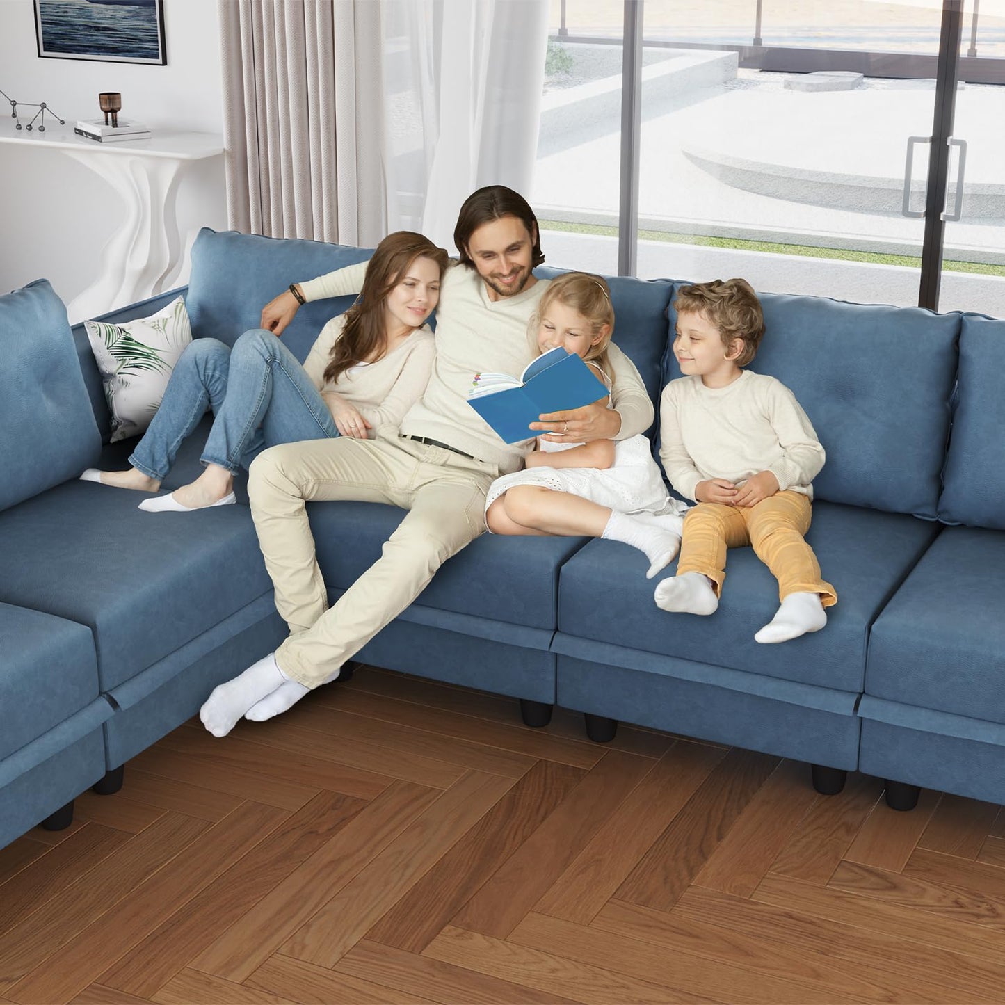 Oversized Modular Sofa Sectional Couch with Storage, Large 14 Seater U Shaped Sofa with Chaise EK HOME FURNITURE