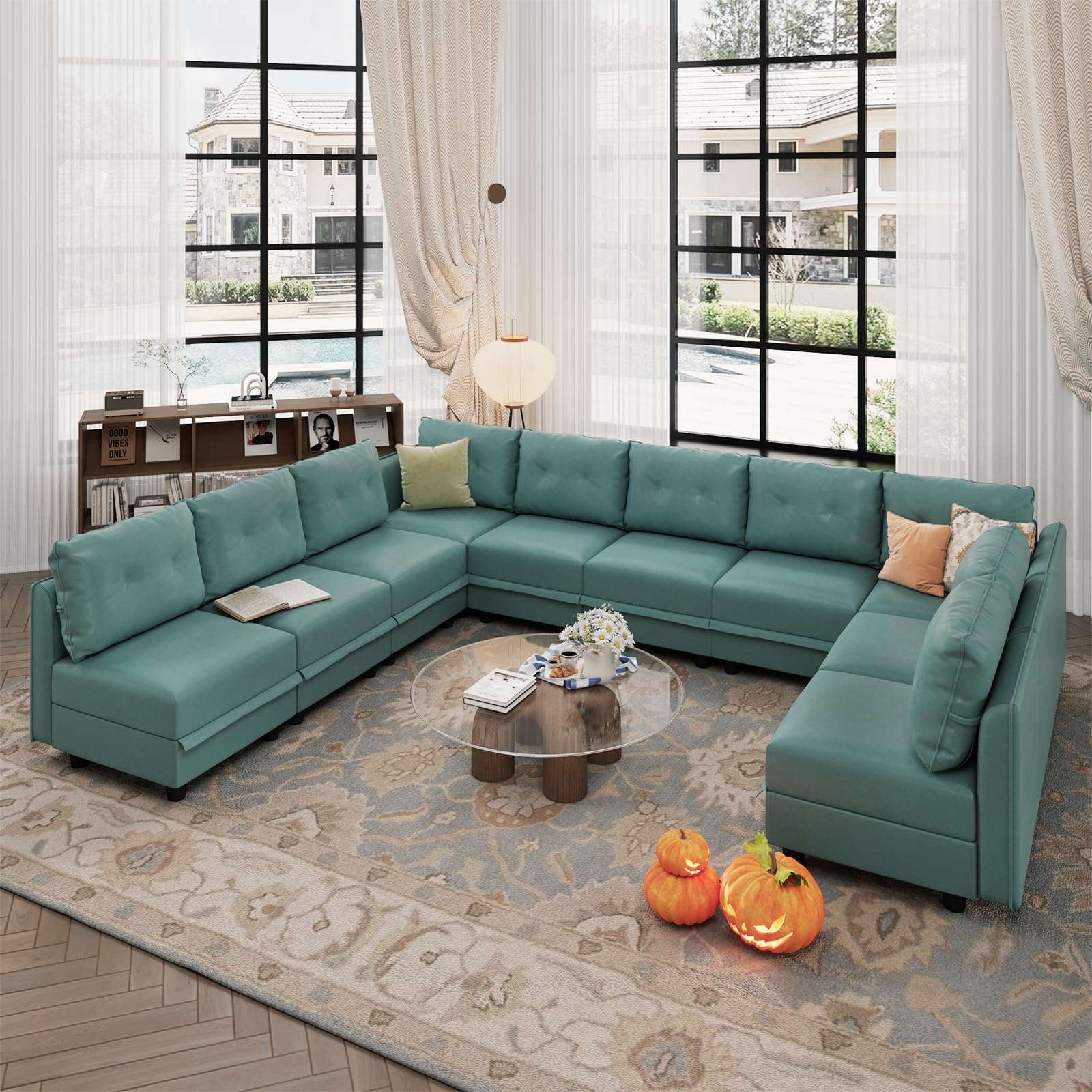 Oversized Modular Sofa Sectional Couch with Storage, Large 14 Seater U Shaped Sofa with Chaise EK HOME FURNITURE