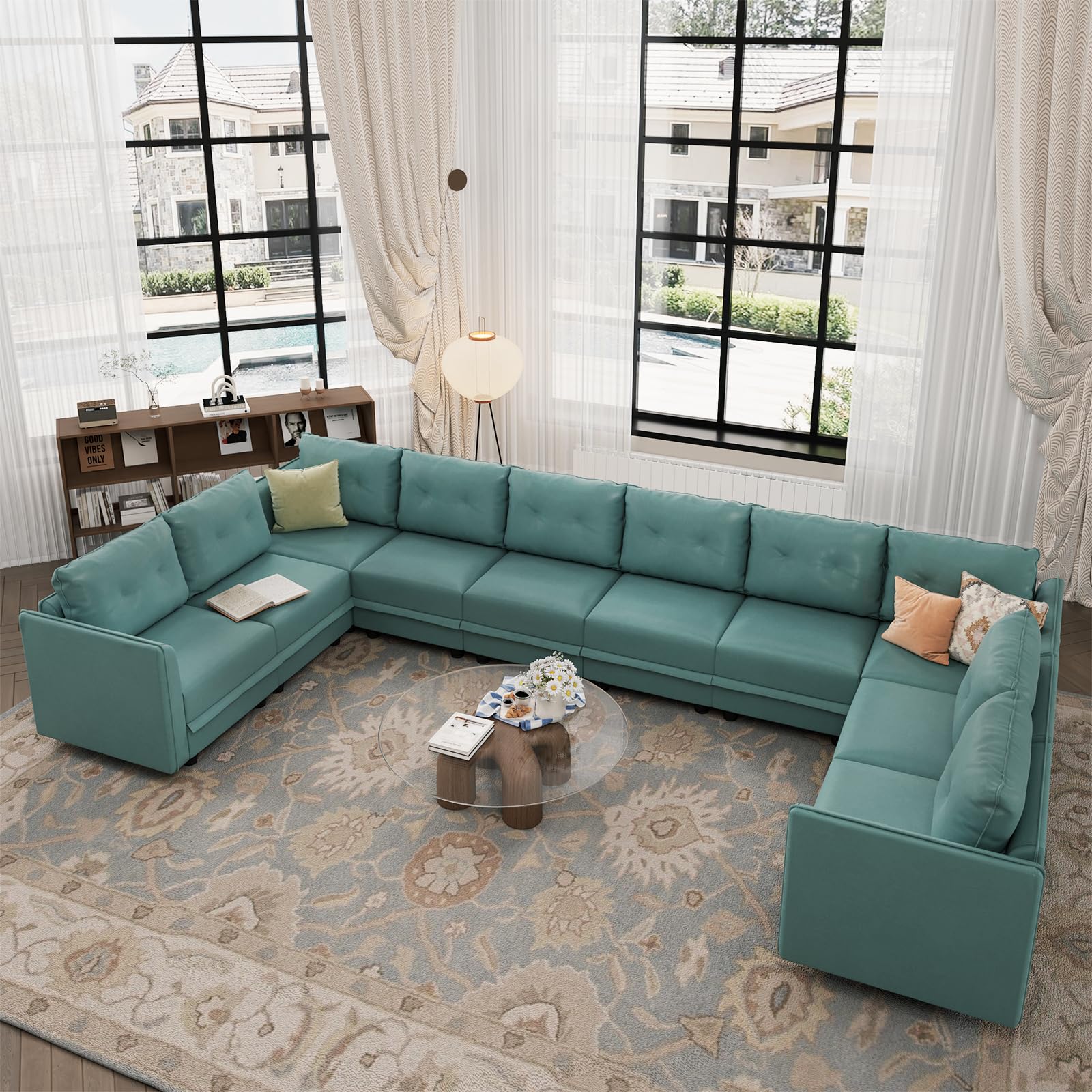 Oversized Modular Sofa Sectional Couch with Storage, Large 14 Seater U Shaped Sofa with Chaise EK HOME FURNITURE