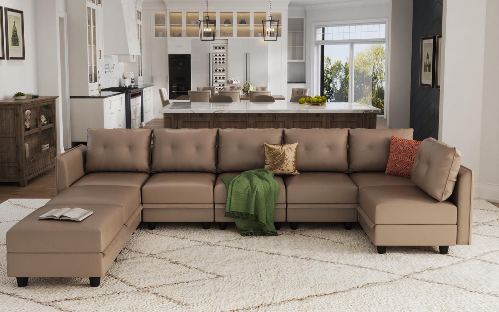 Oversized Modular Sofa Sectional Couch with Storage, Large 14 Seater U Shaped Sofa with Chaise EK HOME FURNITURE