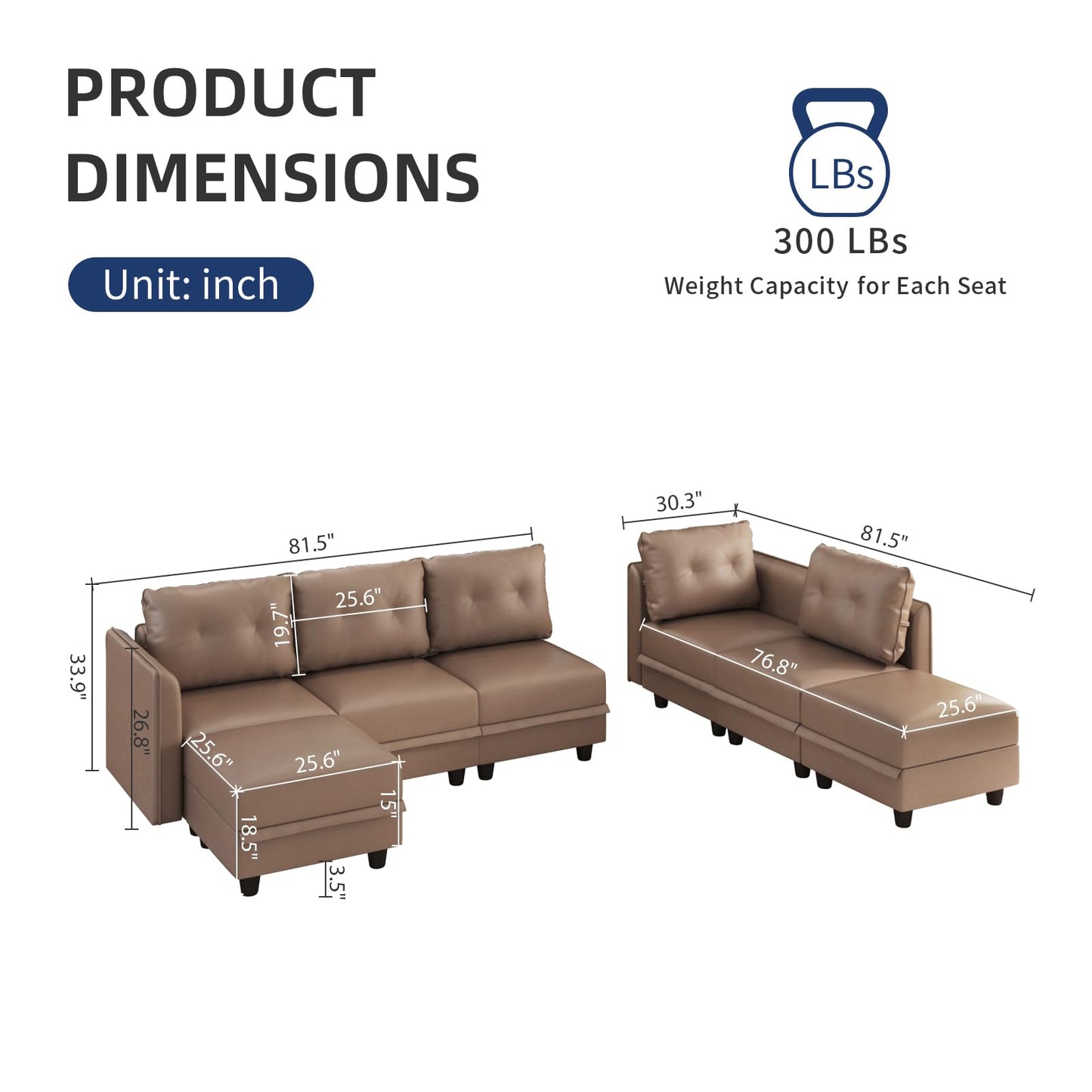 Oversized Modular Sofa Sectional Couch with Storage, Large 14 Seater U Shaped Sofa with Chaise EK HOME FURNITURE