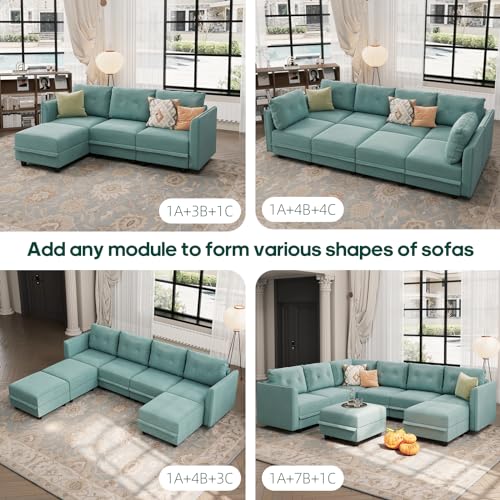 Oversized Modular Sofa Sectional Couch with Storage, Large 14 Seater U Shaped Sofa with Chaise EK HOME FURNITURE