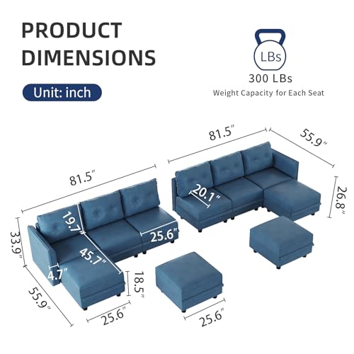 Oversized Modular Sofa Sectional Couch with Storage, Large 14 Seater U Shaped Sofa with Chaise EK HOME FURNITURE