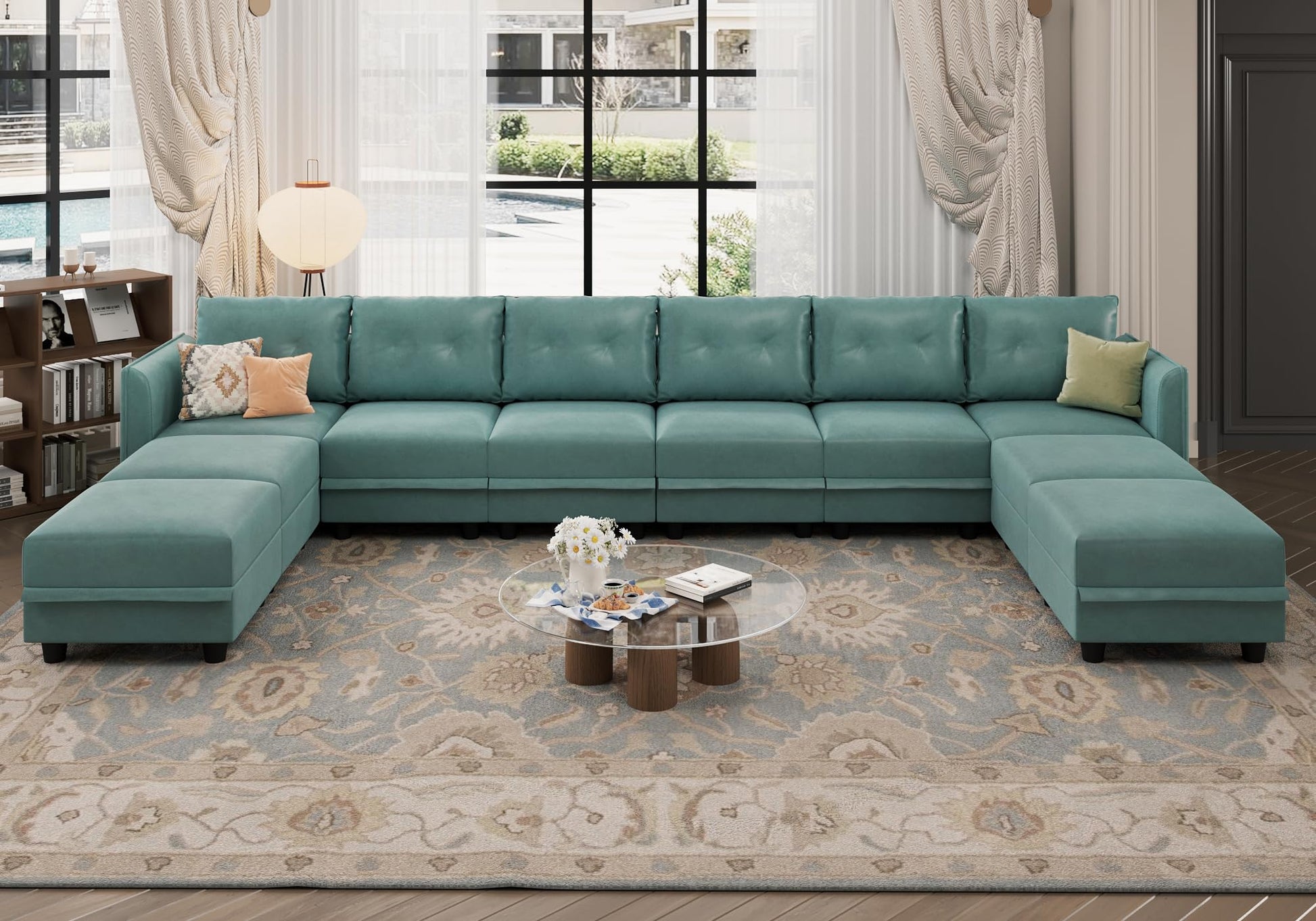 Oversized Modular Sofa Sectional Couch with Storage, Large 14 Seater U Shaped Sofa with Chaise EK HOME FURNITURE