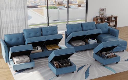 Oversized Modular Sofa Sectional Couch with Storage, Large 14 Seater U Shaped Sofa with Chaise EK HOME FURNITURE