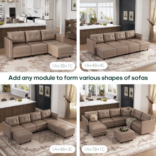 Oversized Modular Sofa Sectional Couch with Storage, Large 14 Seater U Shaped Sofa with Chaise EK HOME FURNITURE