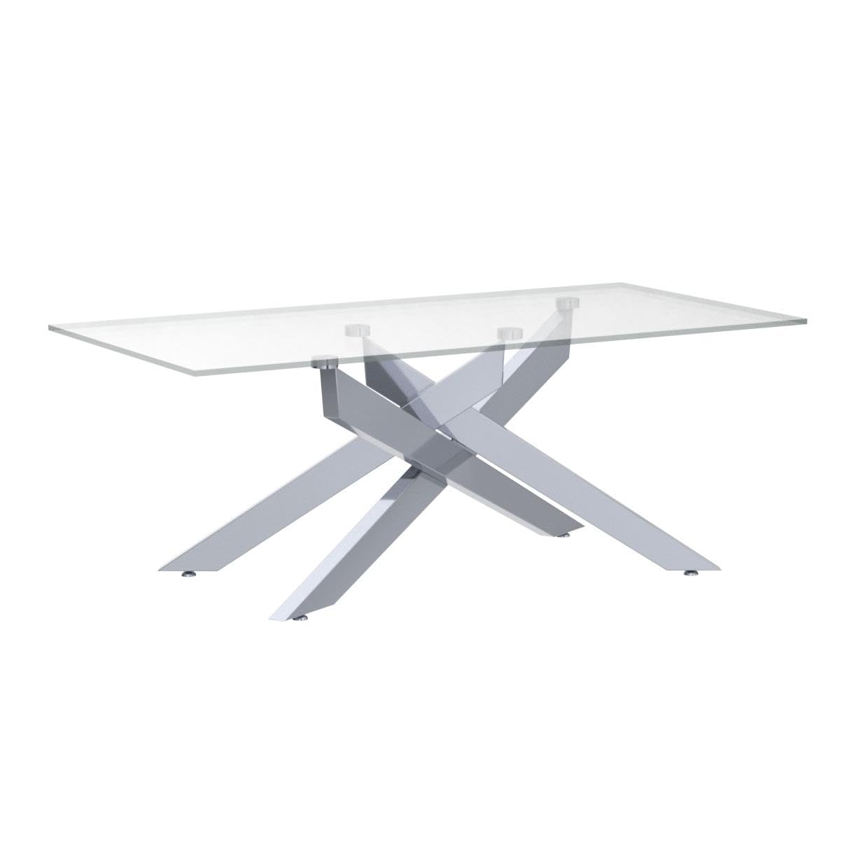 Rectangle Modern Coffee Table, Tempered Glass Top and Metal Tubular Leg EK HOME FURNITURE