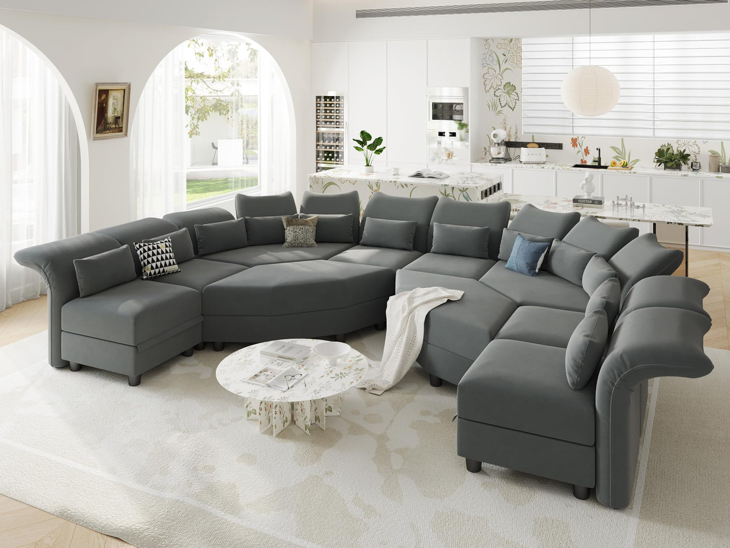 Reversible Sectional Sofa Modern Modular Sectional Couch with Chaise L Shaped Corner 8 Seater with Storage EK HOME FURNITURE