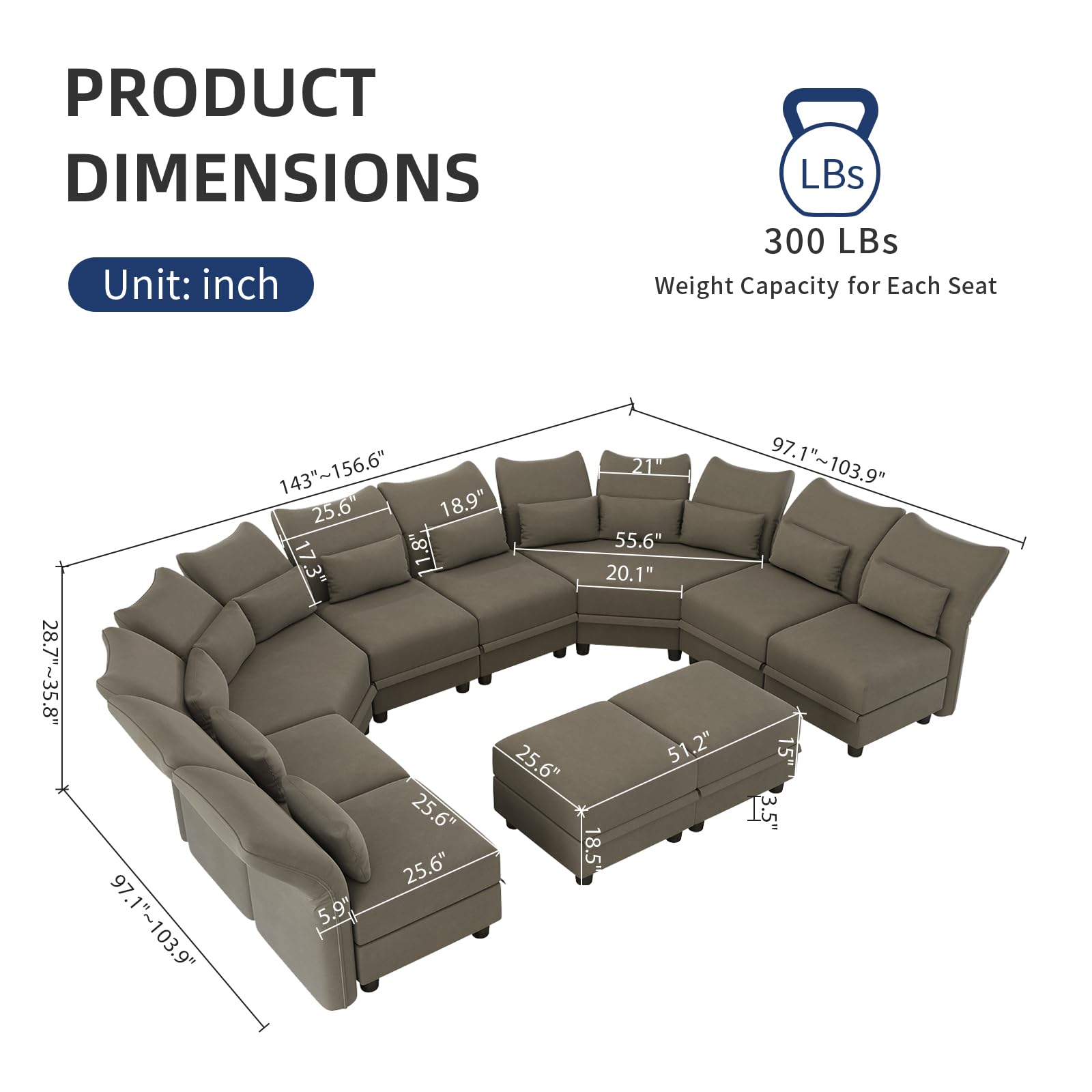 Reversible Sectional Sofa Modern Modular Sectional Couch with Chaise L Shaped Corner 8 Seater with Storage EK HOME FURNITURE