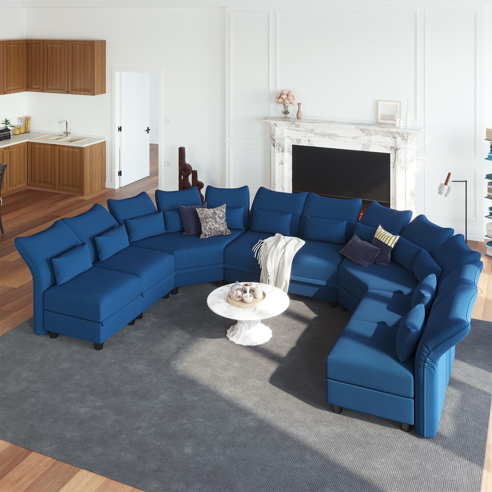 Reversible Sectional Sofa Modern Modular Sectional Couch with Chaise L Shaped Corner 8 Seater with Storage EK HOME FURNITURE