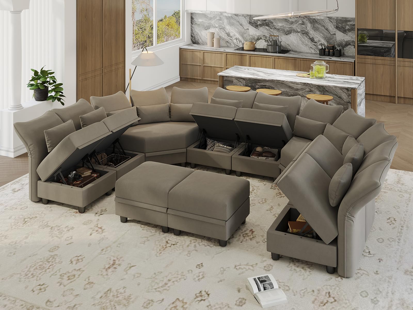 Reversible Sectional Sofa Modern Modular Sectional Couch with Chaise L Shaped Corner 8 Seater with Storage EK HOME FURNITURE