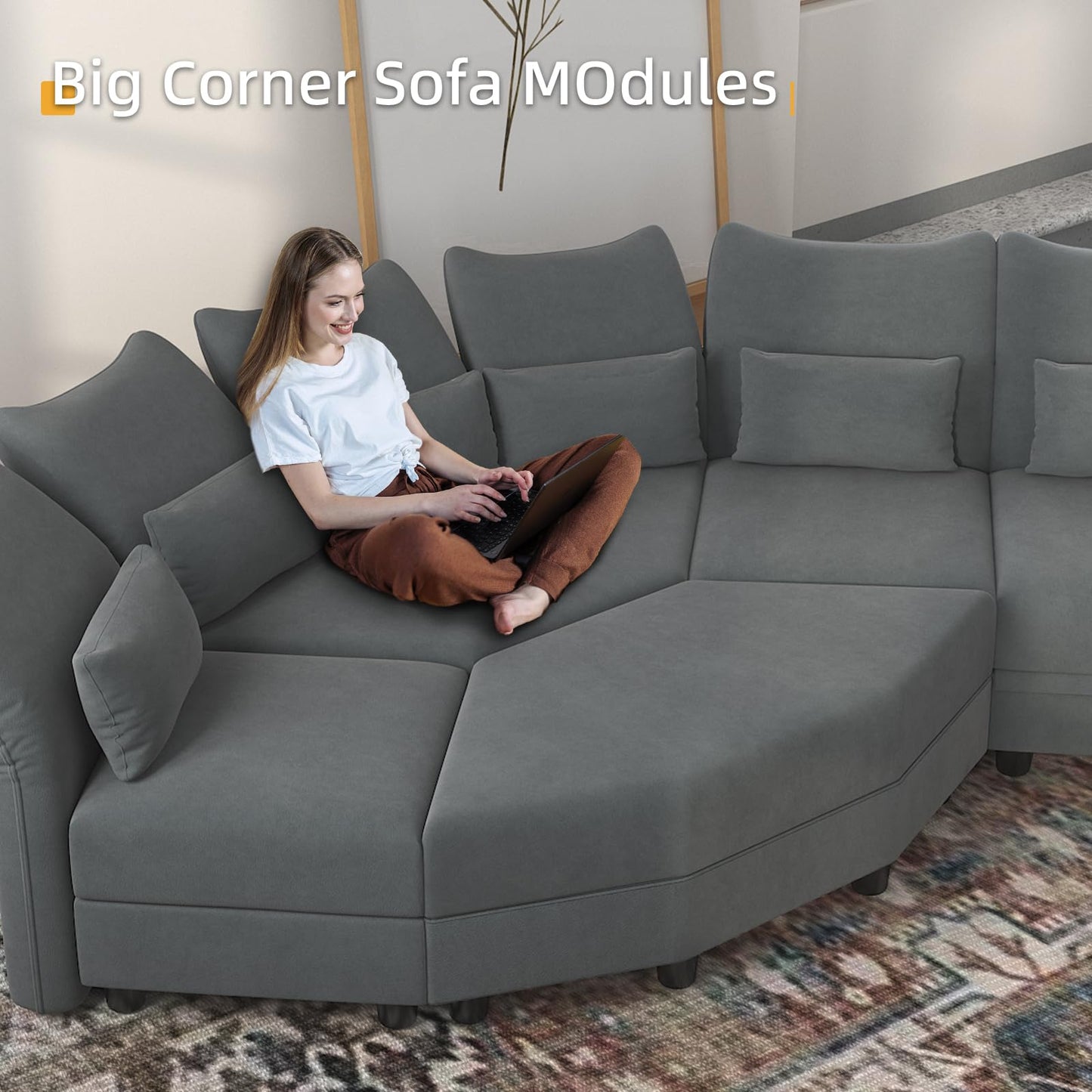 Reversible Sectional Sofa Modern Modular Sectional Couch with Chaise L Shaped Corner 8 Seater with Storage EK HOME FURNITURE