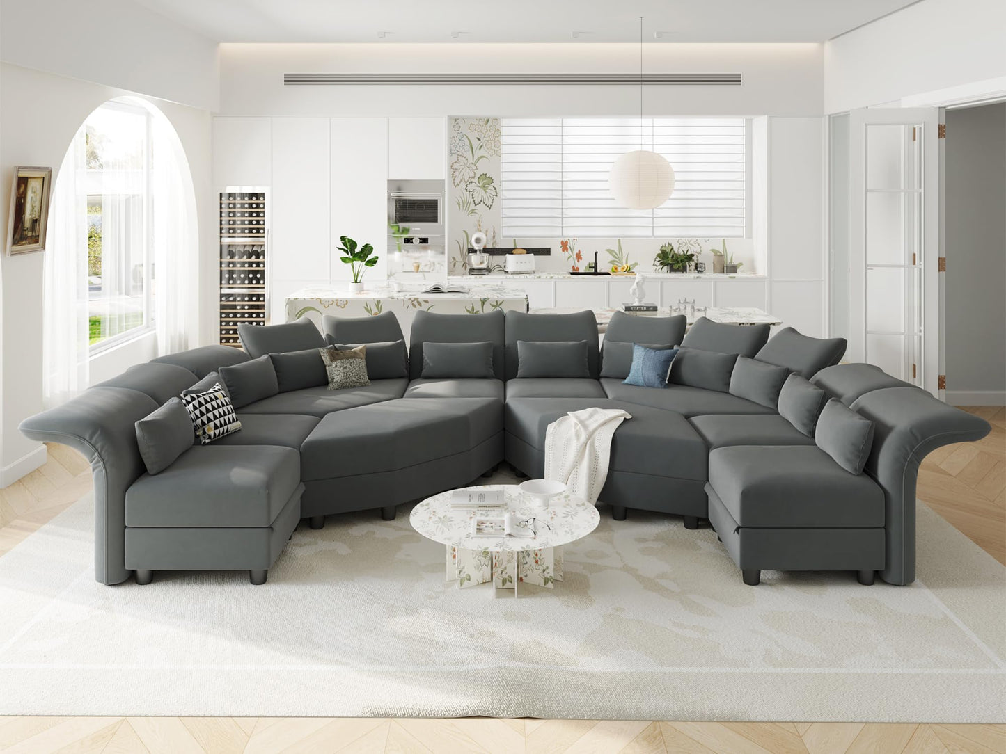 Reversible Sectional Sofa Modern Modular Sectional Couch with Chaise L Shaped Corner 8 Seater with Storage EK HOME FURNITURE