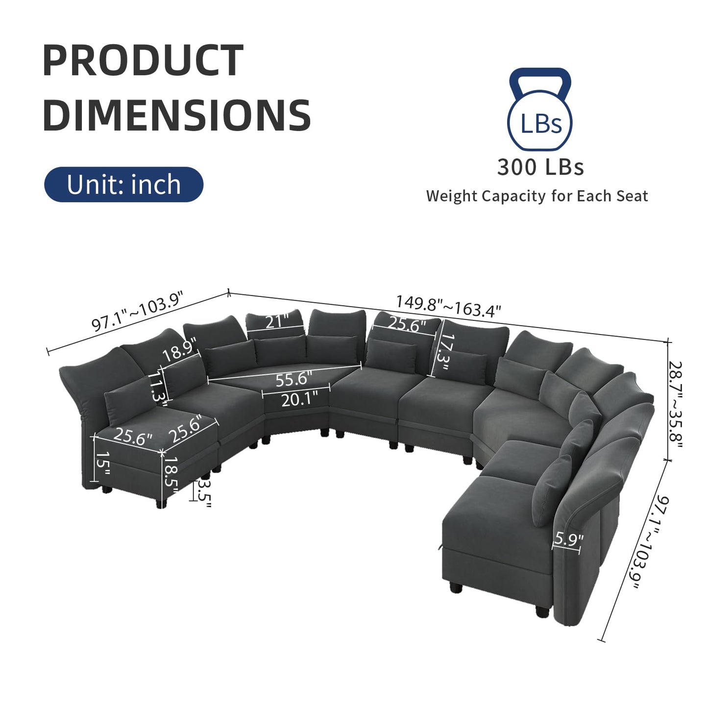 Reversible Sectional Sofa Modern Modular Sectional Couch with Chaise L Shaped Corner 8 Seater with Storage EK HOME FURNITURE