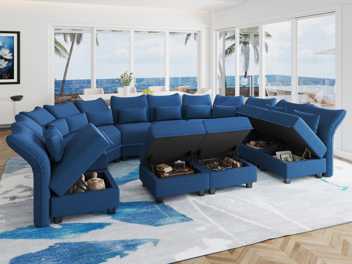 Reversible Sectional Sofa Modern Modular Sectional Couch with Chaise L Shaped Corner 8 Seater with Storage EK HOME FURNITURE