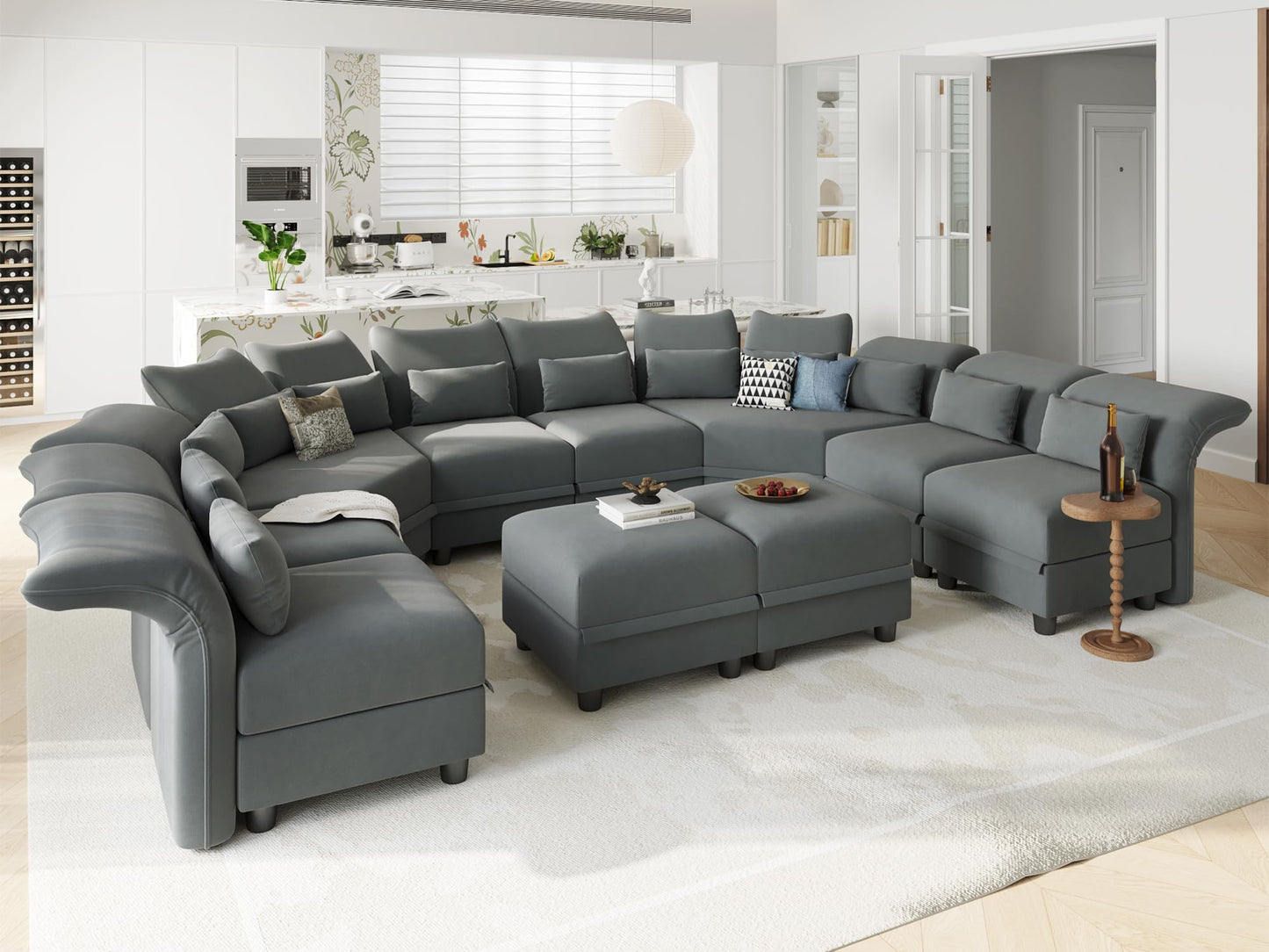 Reversible Sectional Sofa Modern Modular Sectional Couch with Chaise L Shaped Corner 8 Seater with Storage EK HOME FURNITURE