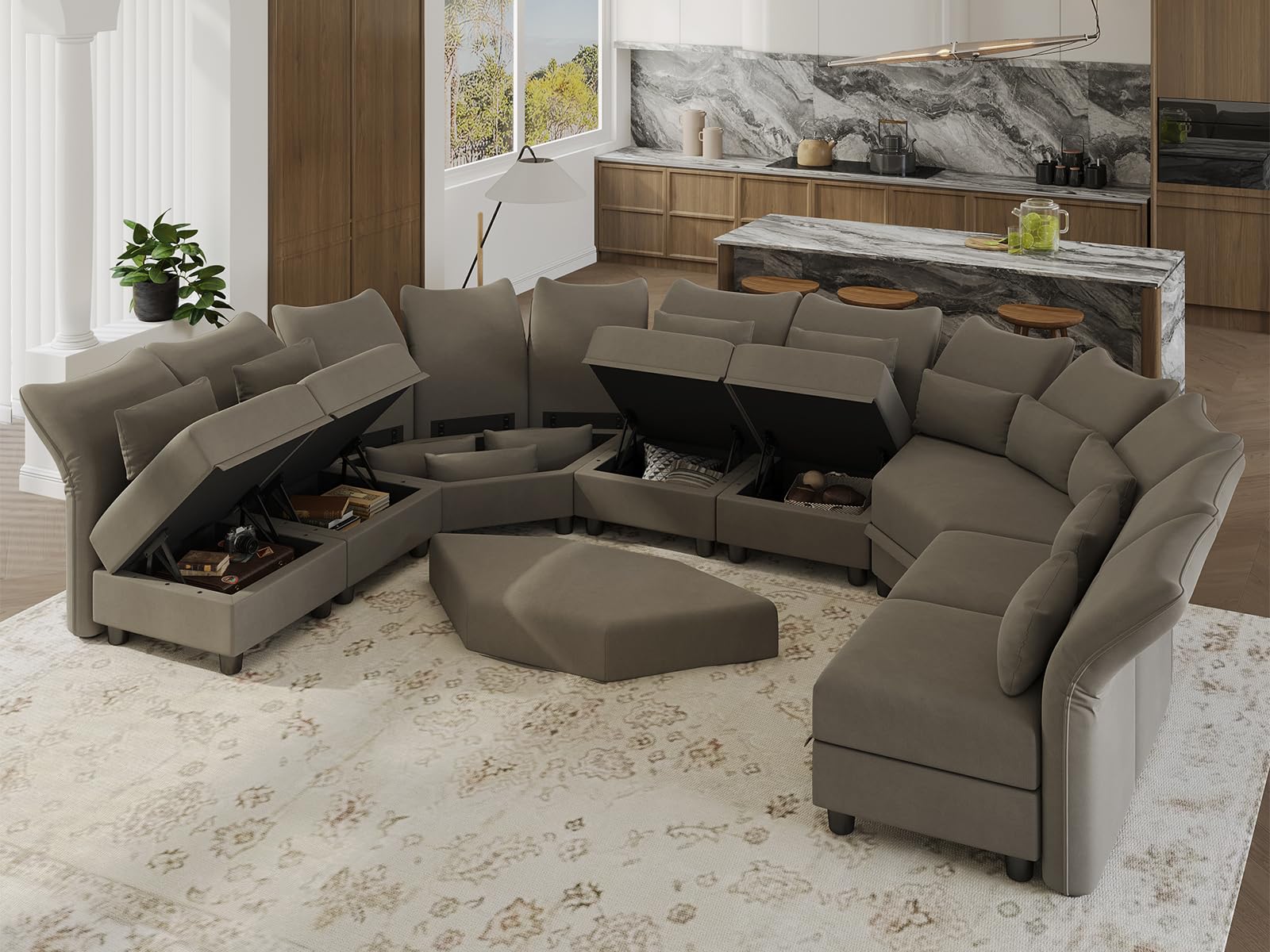 Reversible Sectional Sofa Modern Modular Sectional Couch with Chaise L Shaped Corner 8 Seater with Storage EK HOME FURNITURE