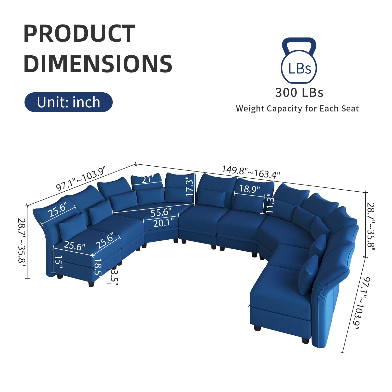 Reversible Sectional Sofa Modern Modular Sectional Couch with Chaise L Shaped Corner 8 Seater with Storage EK HOME FURNITURE