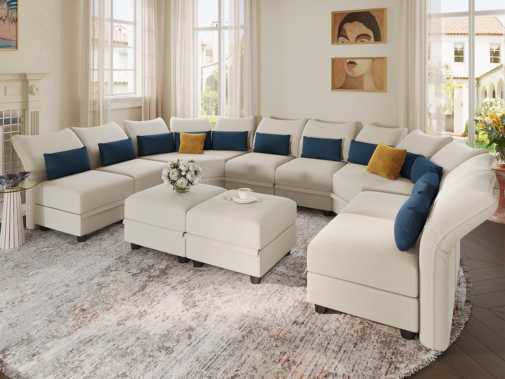 Reversible Sectional Sofa Modern Modular Sectional Couch with Chaise L Shaped Corner 8 Seater with Storage EK HOME FURNITURE