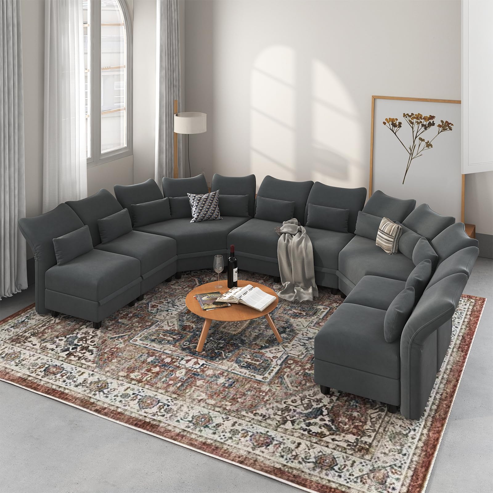 Reversible Sectional Sofa Modern Modular Sectional Couch with Chaise L Shaped Corner 8 Seater with Storage EK HOME FURNITURE