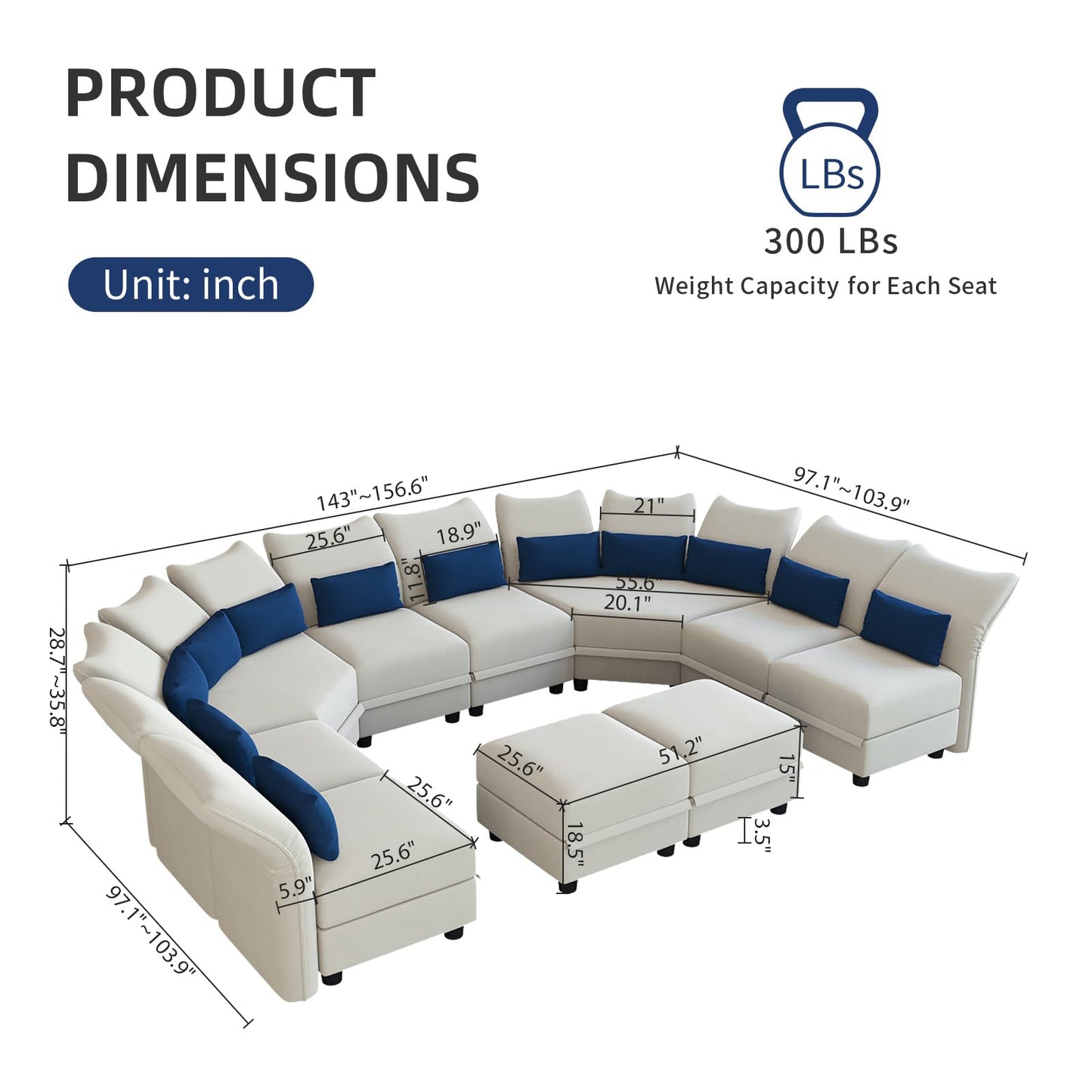 Reversible Sectional Sofa Modern Modular Sectional Couch with Chaise L Shaped Corner 8 Seater with Storage EK HOME FURNITURE