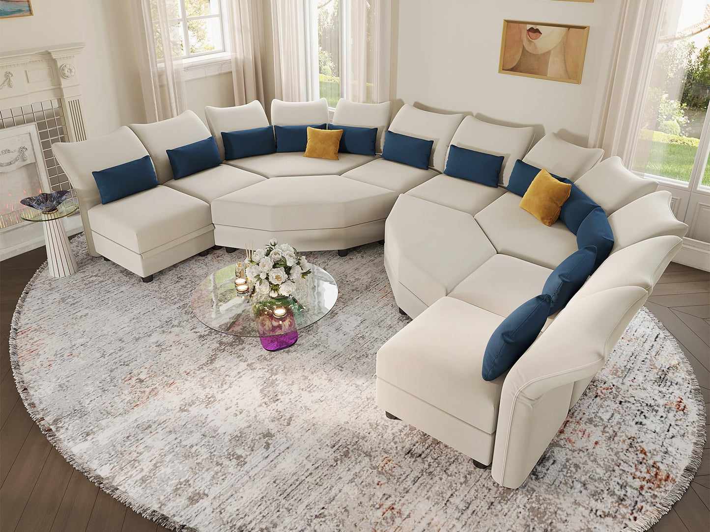 Reversible Sectional Sofa Modern Modular Sectional Couch with Chaise L Shaped Corner 8 Seater with Storage EK HOME FURNITURE