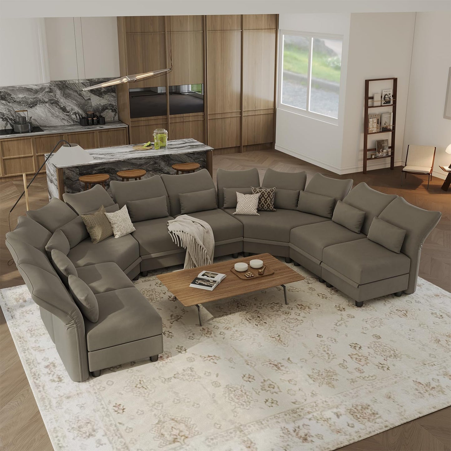 Reversible Sectional Sofa Modern Modular Sectional Couch with Chaise L Shaped Corner 8 Seater with Storage EK HOME FURNITURE